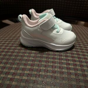Athletic Works White and Pink Sneakers with Velcro Closure size 4